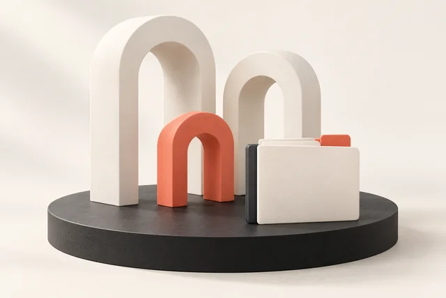 Three differently sized arches and a folder, illustrating documents for a child’s Polish residence card