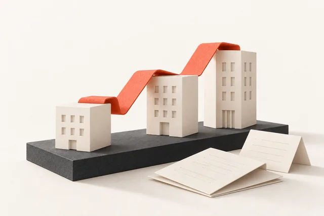 Business buildings and financial documents illustrating evidence for a business-based Polish residence permit